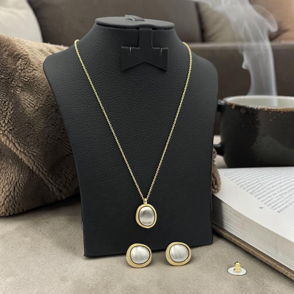 Seliora Gold Plated Necklace and Stud Earrings Set for Elegant Occasions