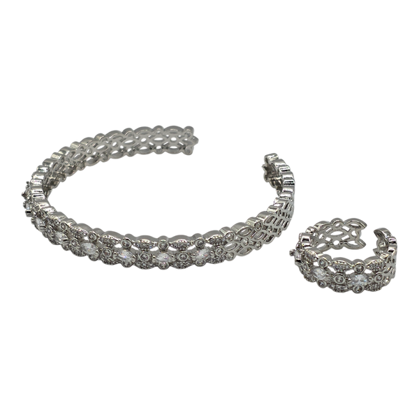 Silver Colour Free Size Women’s Bangle Set with Adjustable Ring