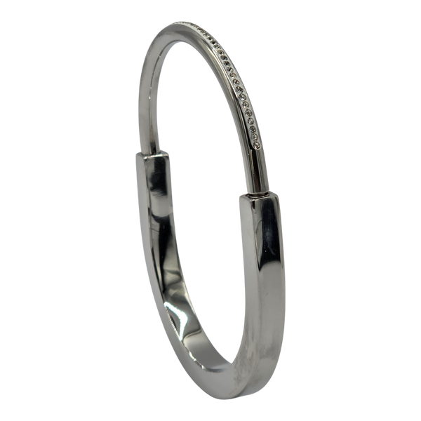 Silver Colour Statement Bangle 46mm x 65mm Contemporary Design