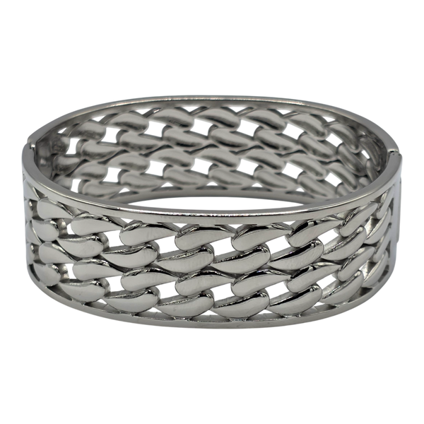 Classic Silver Colour Wide Bangle 48mm x 61mm Elegant Finish