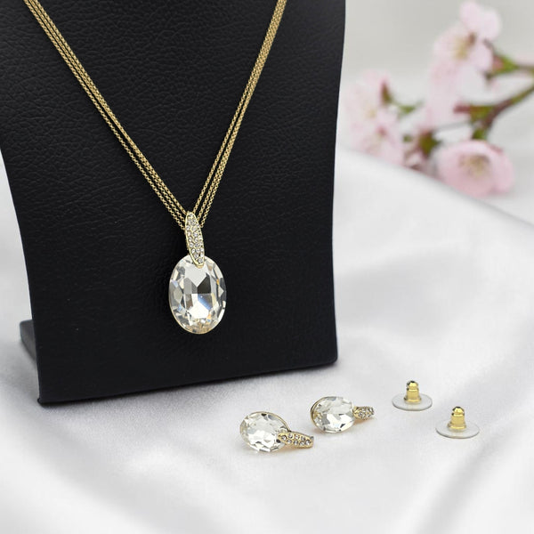 Seliora Classic Gold Plated Necklace and Drop Earrings Set for Everyday Elegance