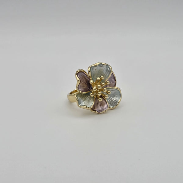Seliora Gold Plated Pink Accent Statement Ring for Women