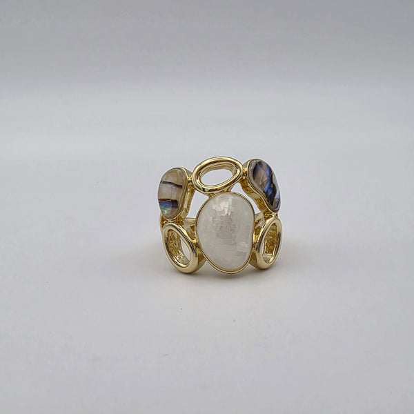 Seliora Gold Plated White Multi-Stone Ring for Timeless Sophistication