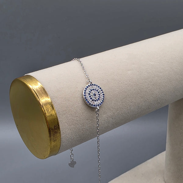Stylish 925 Sterling Silver Blue and White Moissanite Stone Bracelet for Ladies