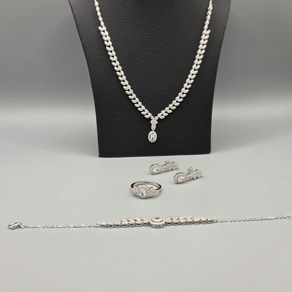 Elegant 925 Sterling Silver Moissanite Stone Jewellery Set with Matching Accessories