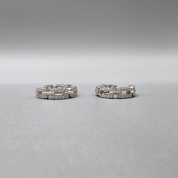 925 Sterling Silver White Moissanite Huggie Earrings Classic Sparkle Hoop Style
