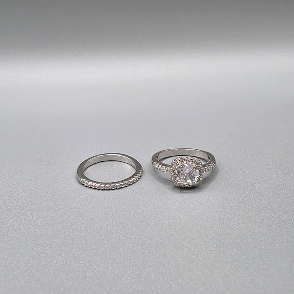 Set of 2 925 Sterling Silver White Moissanite Rings Elegant Matching Stackable Design