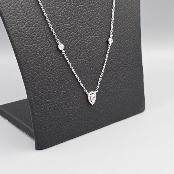 Stylish 925 Sterling Silver White Moissanite Pendant Necklace for Ladies