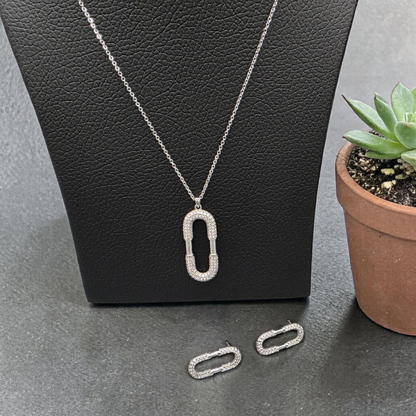 Silver Sparkling Stone Jewellery Set