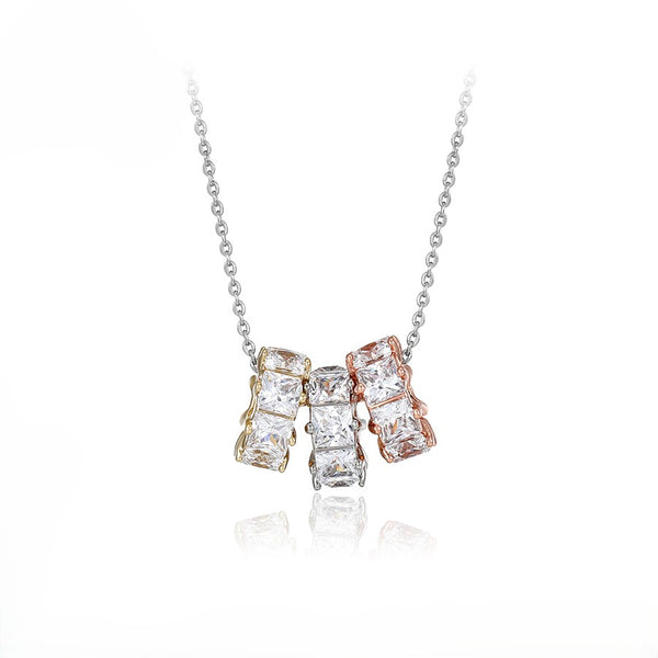White Stone Pendant Necklace 44cm