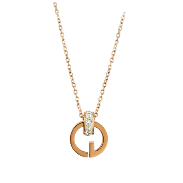 Rose Gold Tone Rhinestone Necklace 41cm